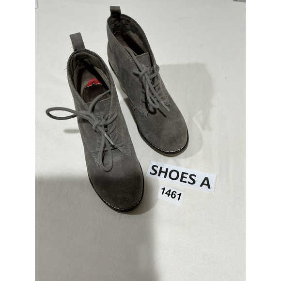 White Mountain Shoes - Womans White Mountain Lambert Taupe 6m Lace Up Wedge Shoe Bootie